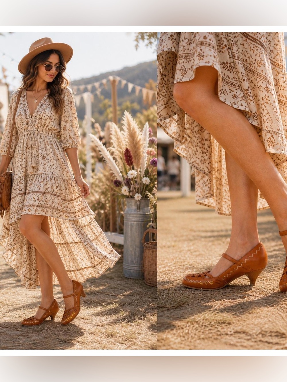 Soho Lab Cognac Brown Boho Kitten Heel Mary Jane Shoes – Size 6